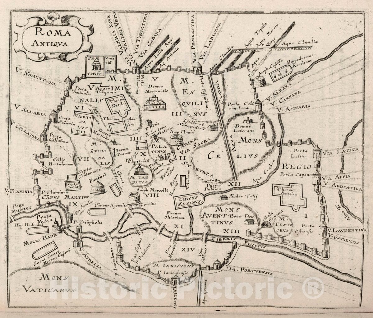 Ancient Rome 1649 Historical Map Print | Parallela Geographiae ...