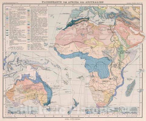 Historic Map : Australia, , Africa Florenkarte von Afrika und Australien , Vintage Wall Art