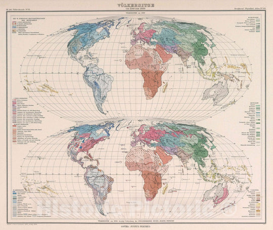 Historic Map : Volkersitze um 1500 und 1800, 1890 Atlas - Vintage Wall Art