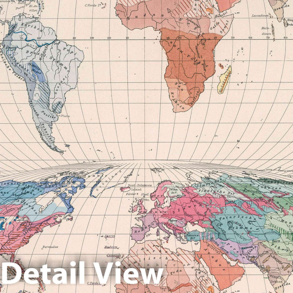 Historic Map : Volkersitze um 1500 und 1800, 1890 Atlas - Vintage Wall Art