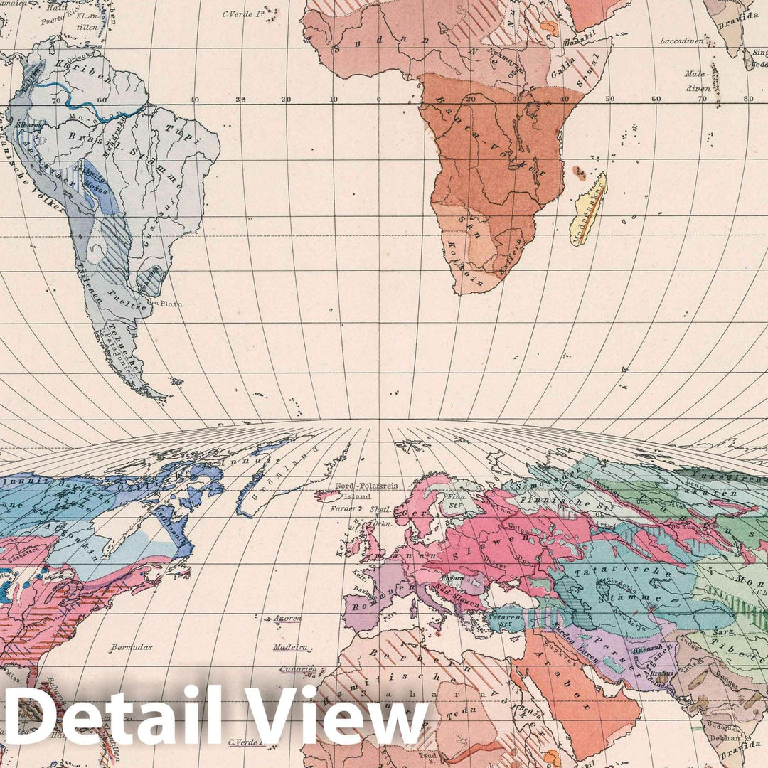 Historic Map : Volkersitze um 1500 und 1800, 1890 Atlas - Vintage Wall Art