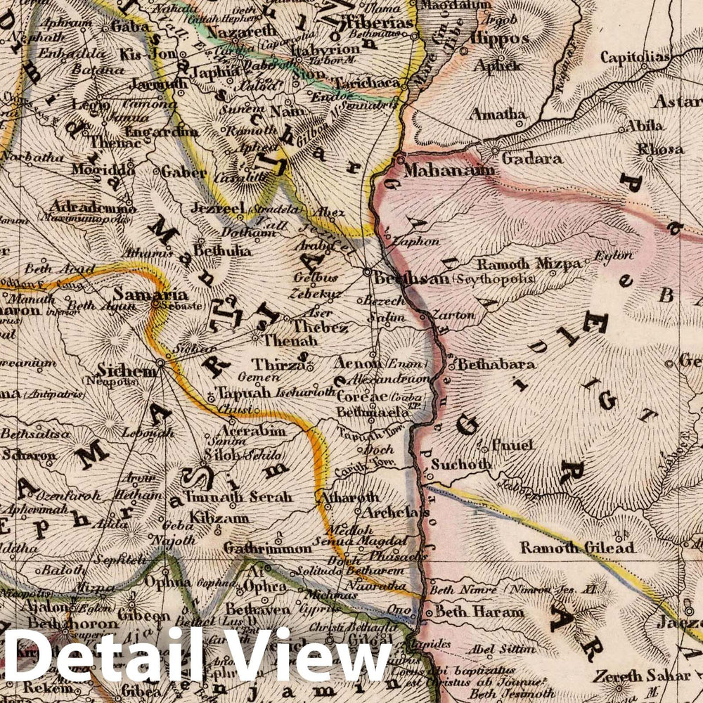 Historic Map : Palestine, Holy Land Palaestina. Stich, Druck und verlag der geographischen, 1854 , Vintage Wall Art
