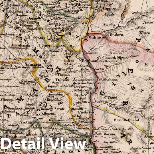 Historic Map : Palestine, Holy Land Palaestina. Stich, Druck und verlag der geographischen, 1854 , Vintage Wall Art