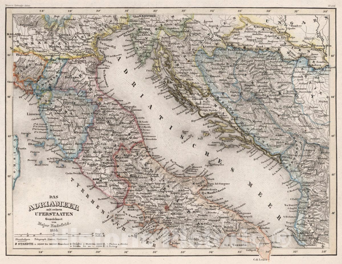Historic Map : Adriatic Sea Das Adriameer mit seinen Uferstaaten , Vintage Wall Art