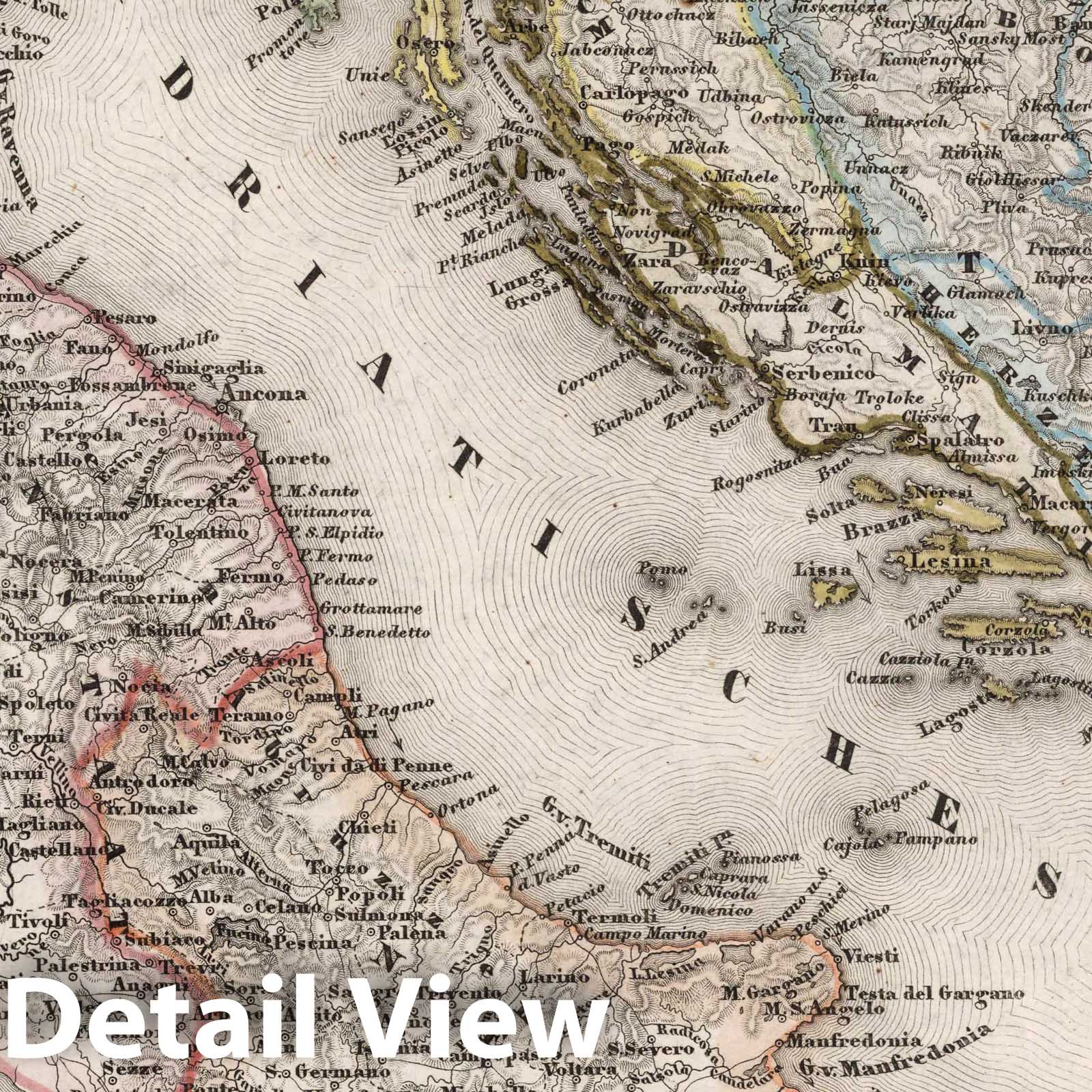 Historic Map : Adriatic Sea Das Adriameer mit seinen Uferstaaten , Vintage Wall Art