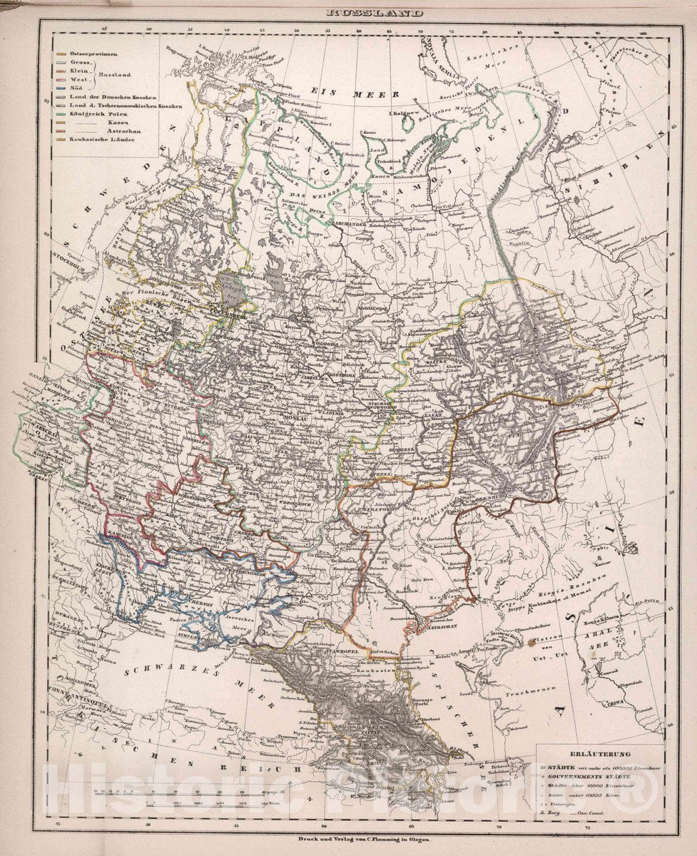 Historic Map : Russia, Russland, 1847 Atlas , Vintage Wall Art