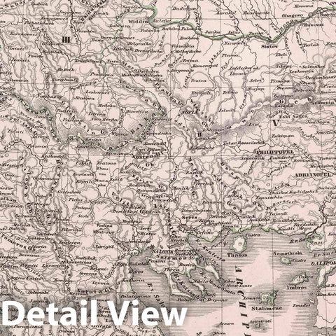 Historic Map : Greece, Balkans Europaeische Tuerkey und Griechenland, 1847 Atlas , Vintage Wall Art
