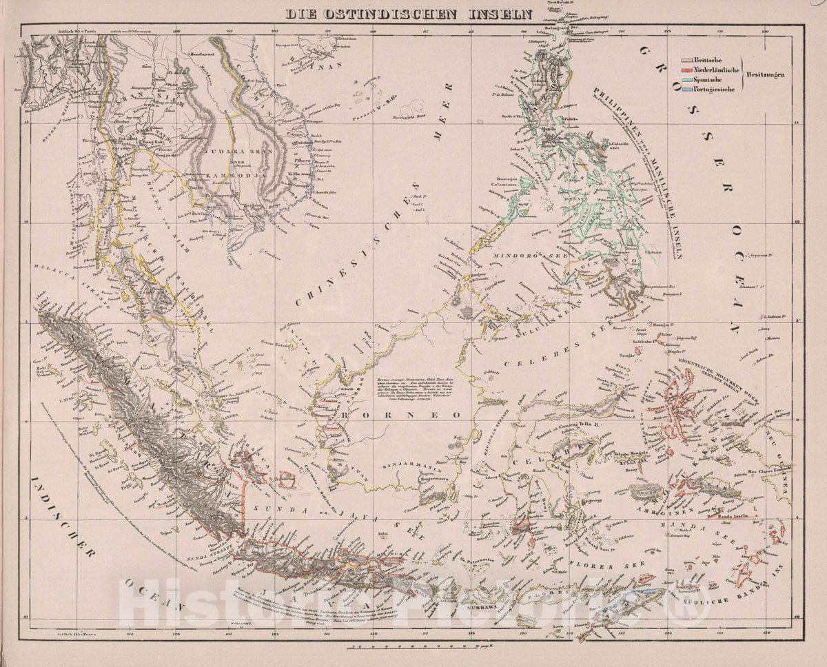 Historic Map : Philippines, , East Indies Die Ostindischen Inselin, 1847 Atlas , Vintage Wall Art