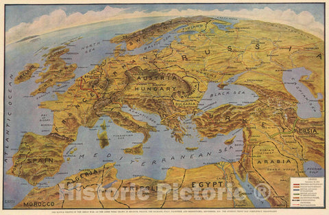 Historic Map : Battle Fronts of The Great War, 1918 Pictorial Map - Vintage Wall Art