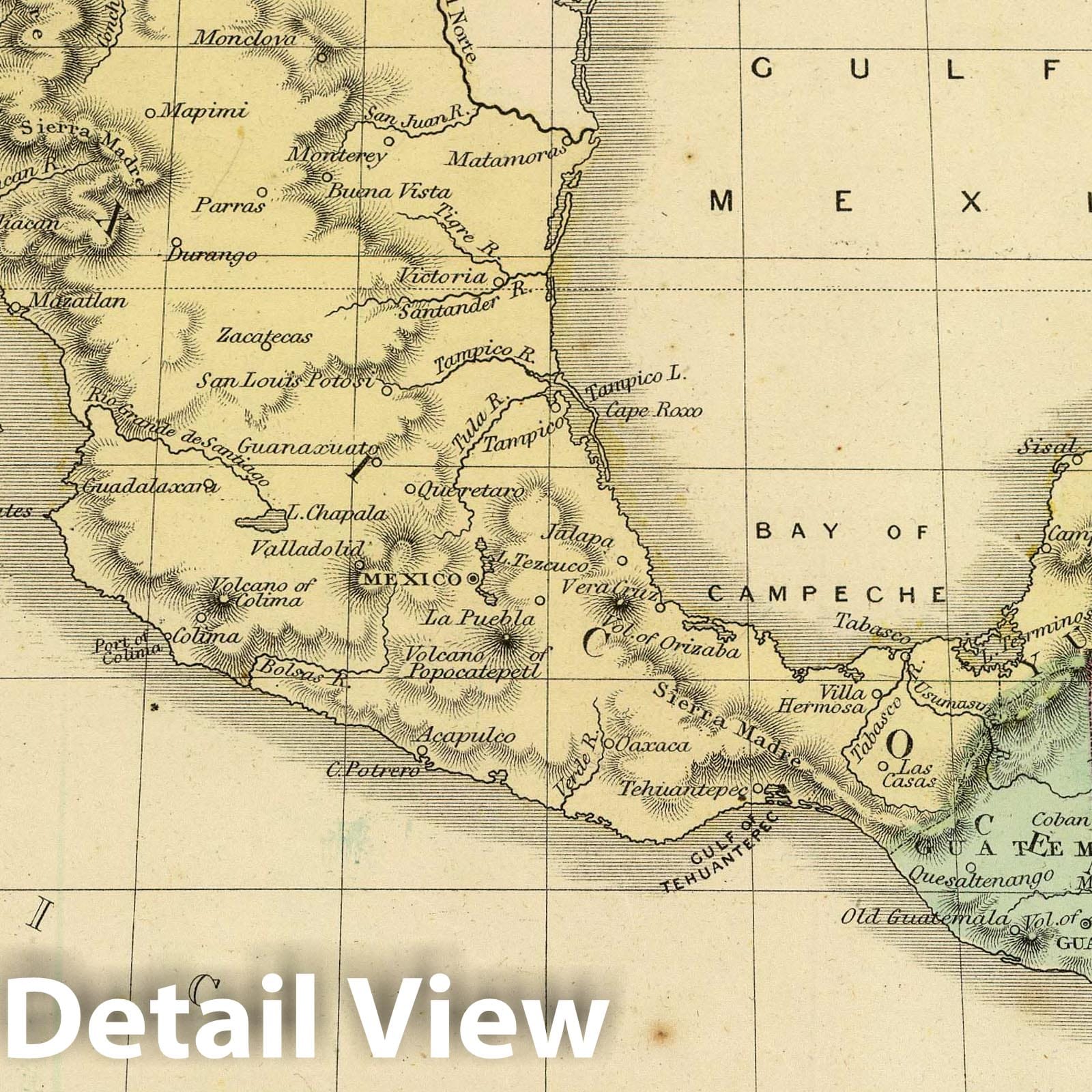 Historic Map : Mexico, Yucatan, Balize & Central America. Designed to accompany Cornell's High School Geography, 1864 Atlas - Vintage Wall Art