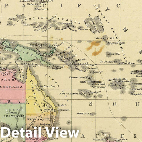 Historic Map : Oceania. Designed to accompany Cornell's High school geography. (with) Sandwich Islands. (with) Van Diemens Land and south eastern Australia, 1864 - Vintage Wall Art