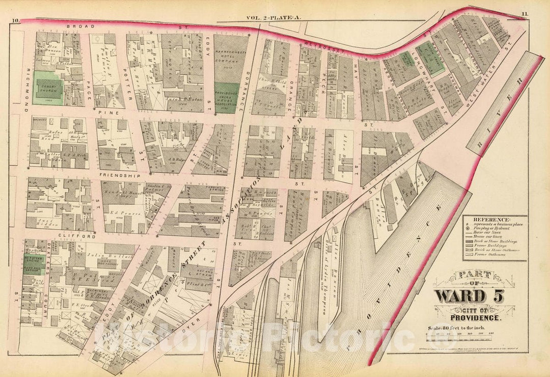 Historic Map : Part of Ward 5, City of Providence. Vol. 2, Plate A, 1875 City Atlas - Vintage Wall Art