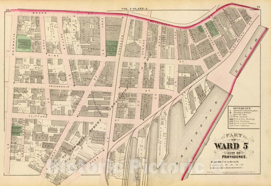 Historic Map : Part of Ward 5, City of Providence. Vol. 2, Plate A, 1875 City Atlas - Vintage Wall Art