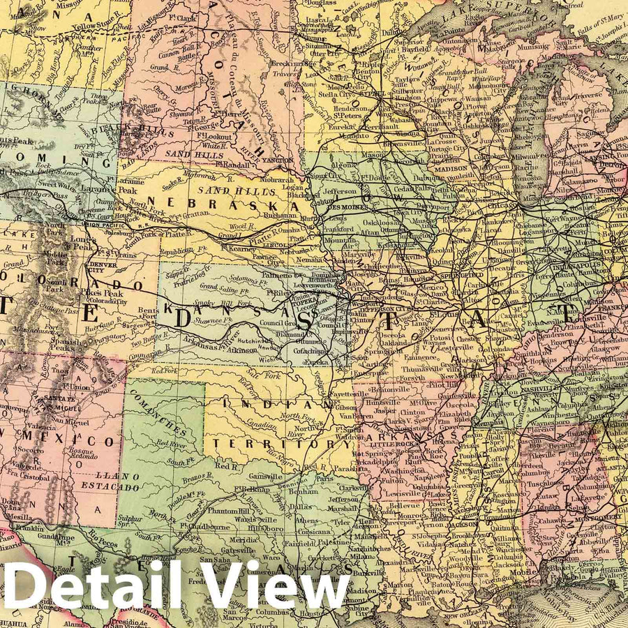 Historic Map : 1873 Map of the United States, and territories. Togethe ...