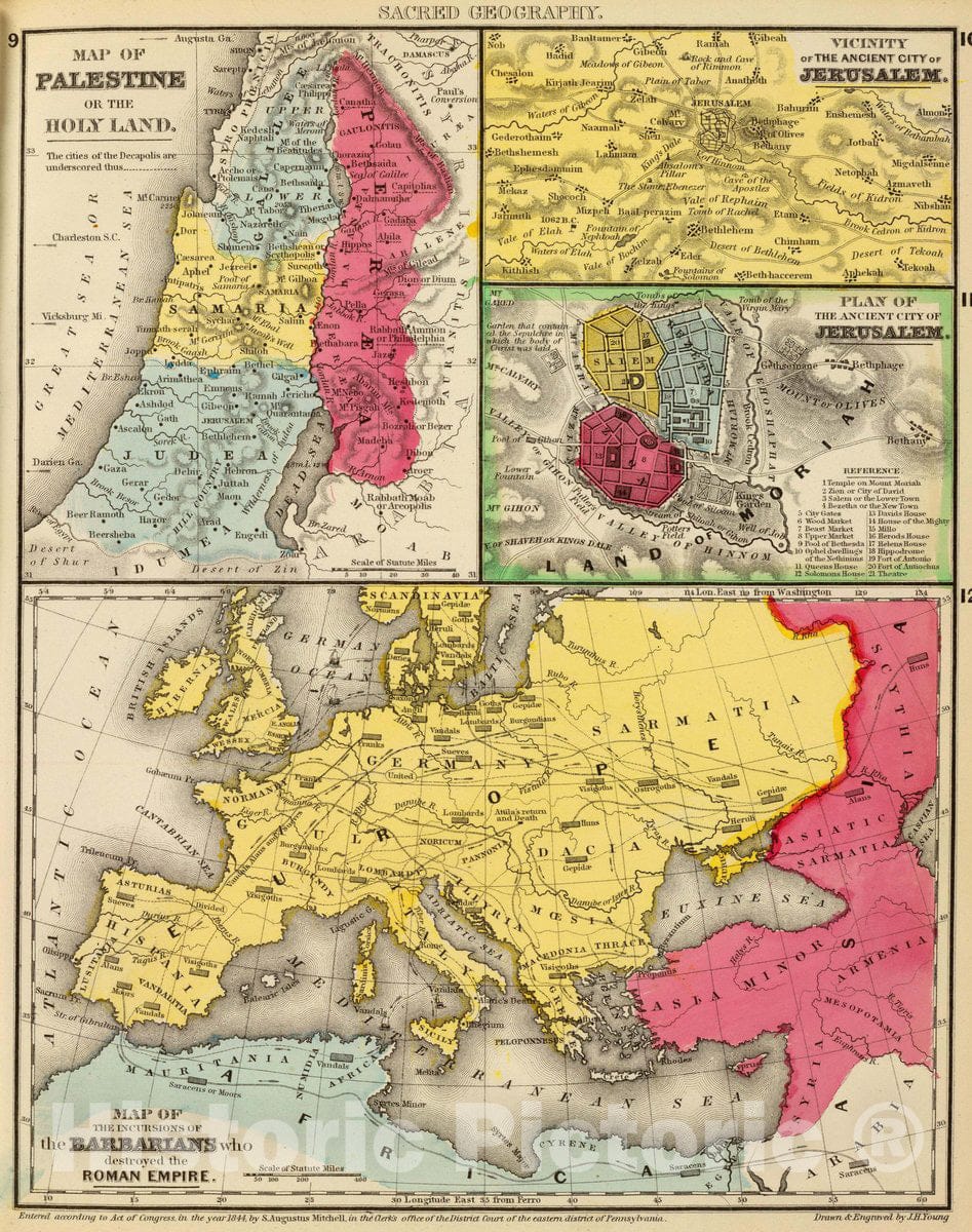Historic Map : Incursions of Barbarians, 1875 Classical Atlas - Vintag ...