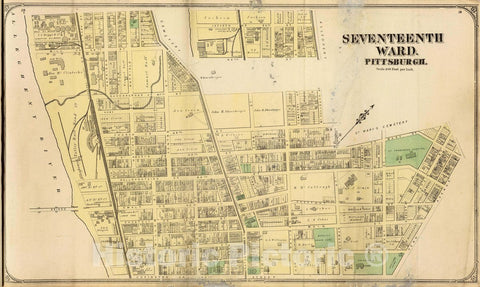 Historic Map : 1872 City Atlas - Seventeenth Ward, Pittsburgh. (1872) - Vintage Wall Art