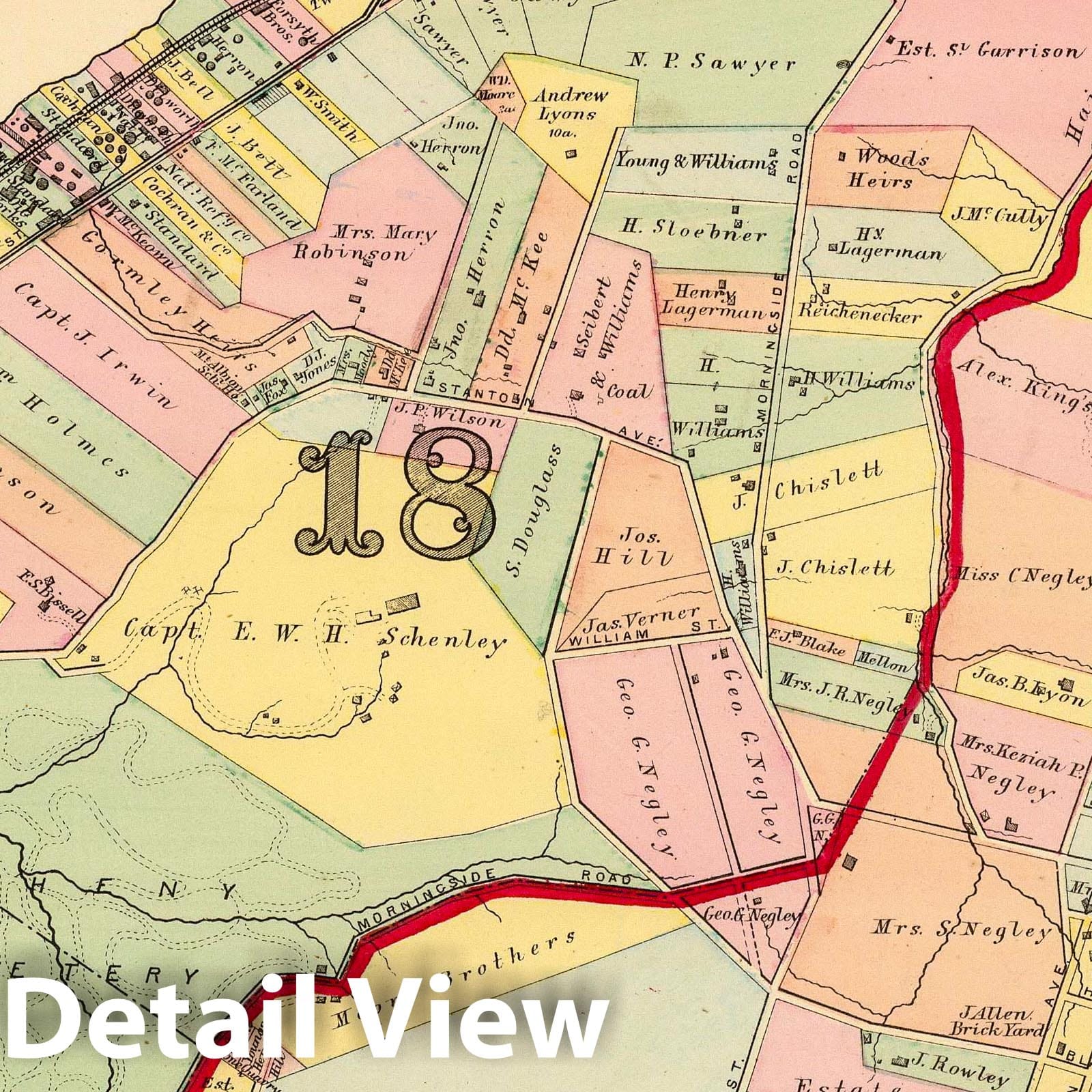 Historic Map : Eighteenth and Nineteenth wards, Pittsburgh. (1872), 1872 City Atlas - Vintage Wall Art