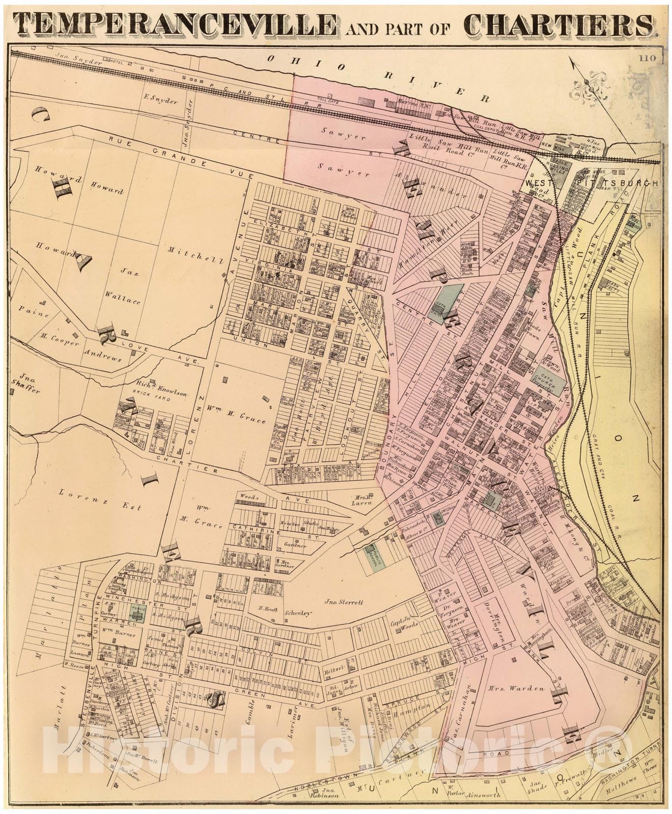 Historic Map - Temperanceville and Part of Chartiers. (1872), 1872 Cit ...