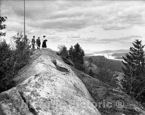 Adirondacks Historic Black & White Photo, Bald Mountain, Fulton Chain, c1903 -
