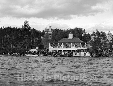Adirondacks Historic Black & White Photo, The Algonquin, Saranac Lake, c1909 -