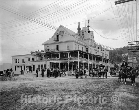 Adirondacks Historic Black & White Photo, Riverside Inn, Saranac Lake, c1909 -