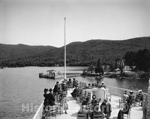 Adirondacks Historic Black & White Photo, Huletts Landing, Lake George, c1904 -