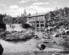 Adirondacks Historic Black & White Photo, Mill on the Ausable, Keene Valley, c1903 -