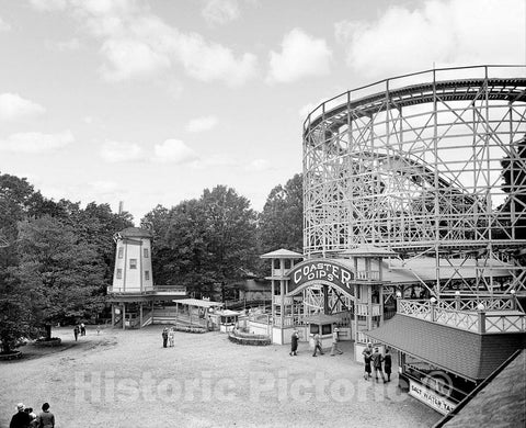 Baltimore Historic Black & White Photo, The Coaster Dips, Glen Echo, c1916 -