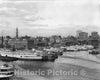Baltimore Historic Black & White Photo, Steamboats Along the Harbor, c1910 -