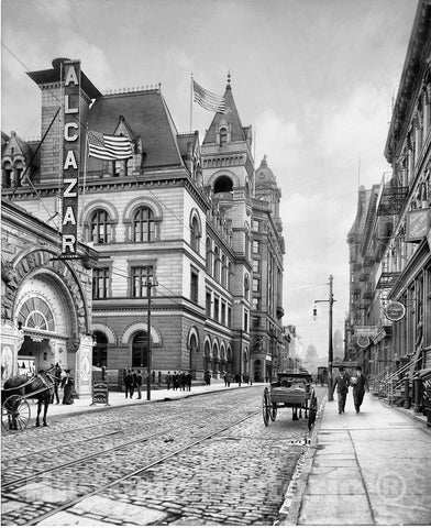Brooklyn Historic Black & White Photo, The Post Office on Washington Street, c1906 -