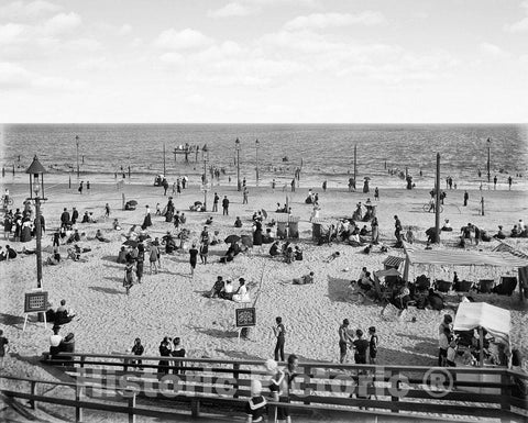 Brooklyn Historic Black & White Photo, The Shore at Brighton Beach, c1901 -