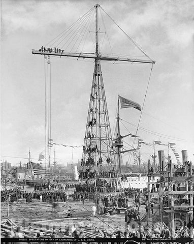 Brooklyn Historic Black & White Photo, Spectators at the Navy Yard, c1889 -