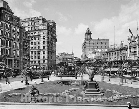 Brooklyn Historic Black & White Photo, Washington Avenue & Fulton Street, c1910 -