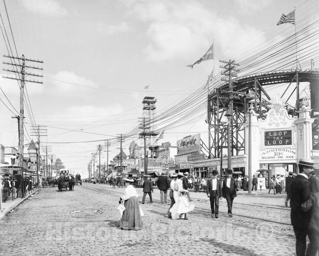 Historic Black & White Photo - Brooklyn, New York - Surf Avenue in Coney Island, c1901 -