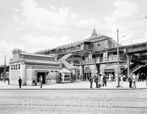 Historic Black & White Photo - Brooklyn, New York - Outside the Atlantic Avenue Subway, c1915 -