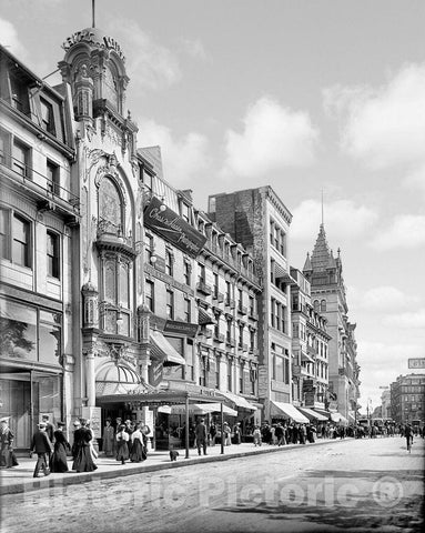 Boston Historic Black & White Photo, Tremont Street, c1906 -