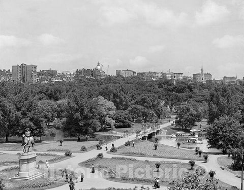 Boston Historic Black & White Photo, The Boston Public Gardens, c1906 -