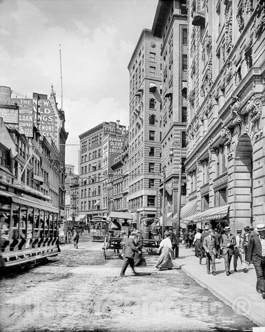 Historic Black & White Photo - Boston, Massachusetts - Washington Streets Newspaper Row, c1906 -