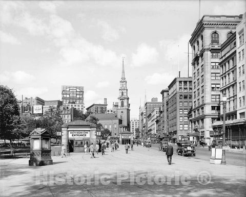 Historic Black & White Photo - Boston, Massachusetts - The Subway Entrance on Tremont Street, c1915 -