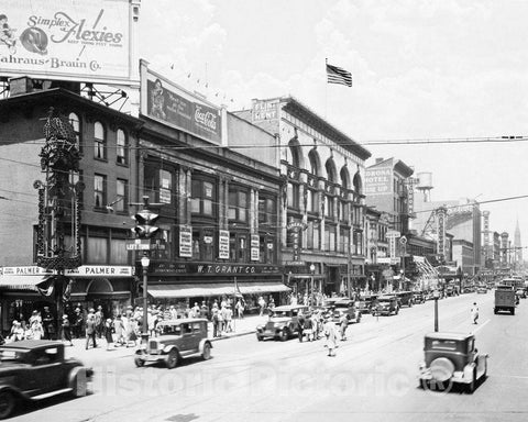 Historic Black & White Photo - Buffalo, New York - Main Street, North of Huron, c1920 -