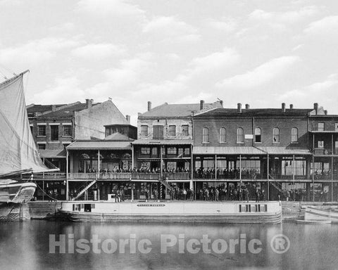Historic Black & White Photo - Buffalo, New York - Old Central Wharf, c1870 -
