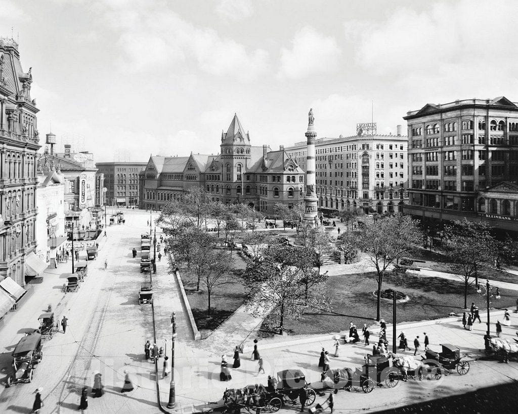 Historic Black & White Photo - Buffalo, New York - Lafayette Square, c1910 -