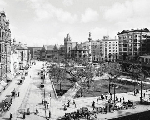Historic Black & White Photo - Buffalo, New York - Lafayette Square, c1910 -