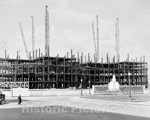 Historic Black & White Photo - Buffalo, New York - City Hall Under Construction, c1930 -, v2