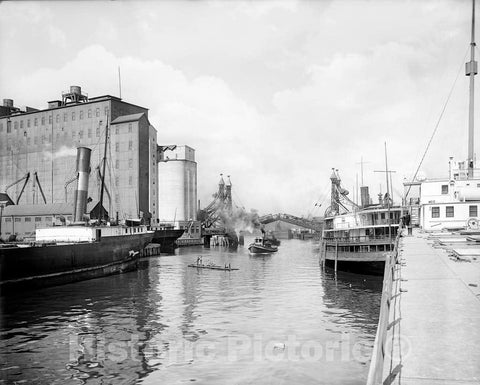 Historic Black & White Photo - Buffalo, New York - On the Buffalo River, c1907 -