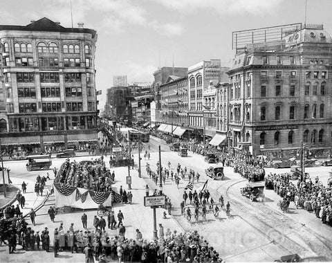 Historic Black & White Photo - Buffalo, New York - Parading Down Main Street, c1900 -