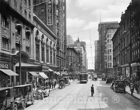 Chicago Historic Black & White Photo, Madison Avenue & Brevoort Hotel, c1907 -