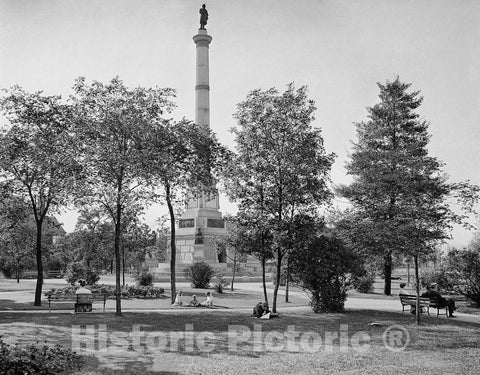 Chicago Historic Black & White Photo, The Stephen Douglas Monument Park, c1929 -