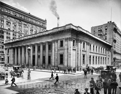 Chicago Historic Black & White Photo, The Savings Bank at Quincy & LaSalle Streets, c1915 -