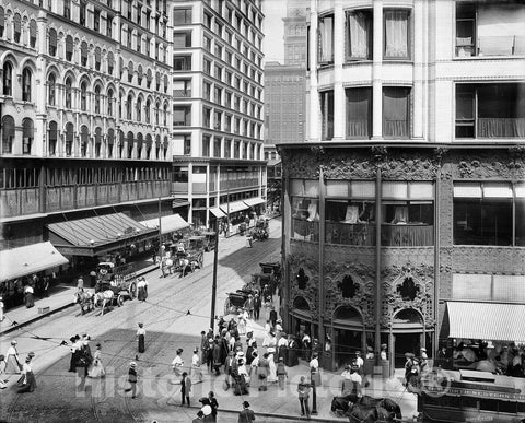 Chicago Historic Black & White Photo, The Intersection of Madison & State Streets, c1904 -